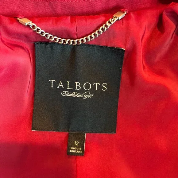 Talbots Classic red lined double breasted lightweight trench coat size 12 - Picture 9 of 10
